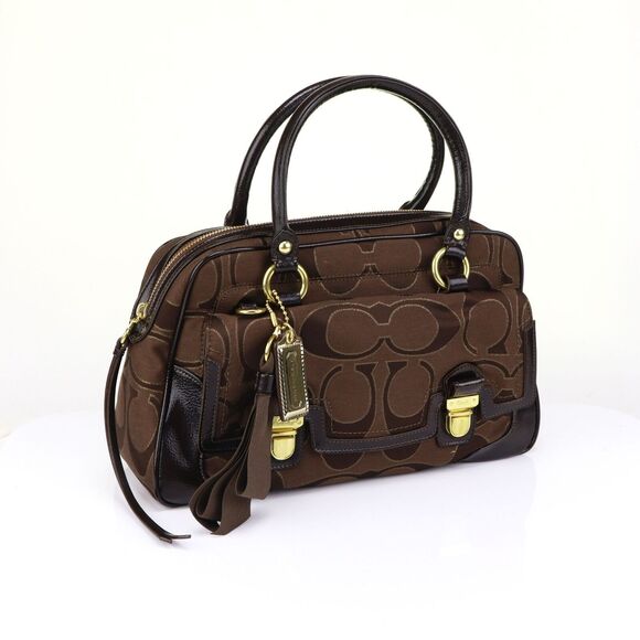 NWT Coach Signature Pushlock Satchel Crossbody Bag in Chocolate - Picture 4 of 10